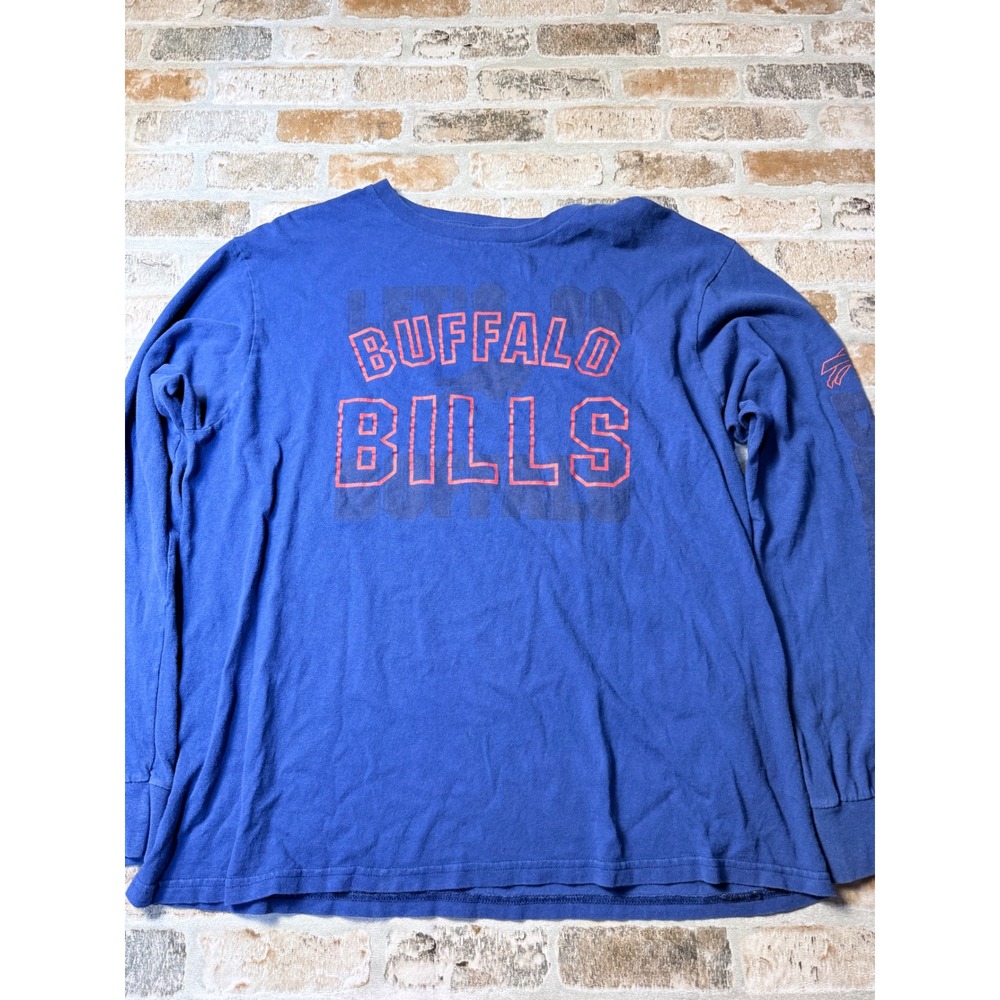 Majestic Buffalo Bills Mens XL Long Sleeve T-Shirt Blue Graphic NFL Fan Gear